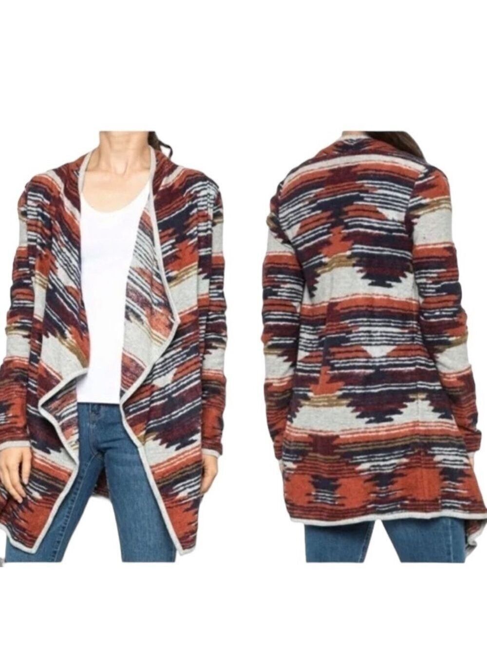 Lucky Brand Aztec Drape Front Sweater NWT Size XS